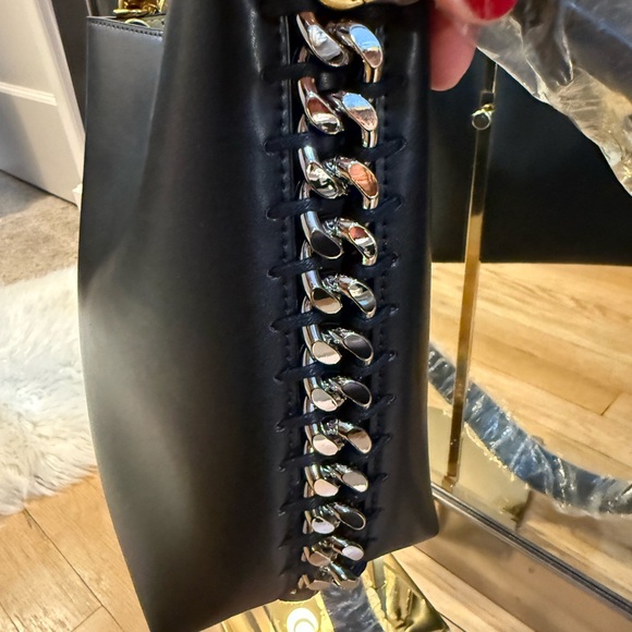 Stella McCartney Frayme Black, Gold and Silver Vegan Leather Shoulder Bag - Picture 6 of 14